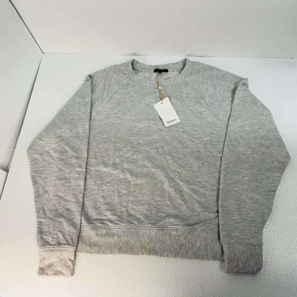 Quince SuperSoft Fleece Crew Sweatshirt, Heather Grey / Size Medium